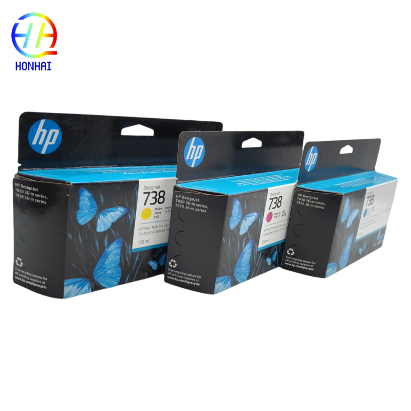 Original Ink Cartridge for HP 738B Black DesignJet 498P2A HP 738 Cyan 498N5A Magenta 498N6A Yellow DesignJet 498N7A 130ml genuine toner cartridge 